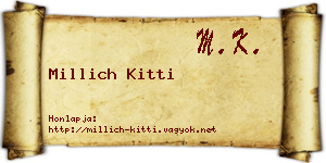 Millich Kitti névjegykártya